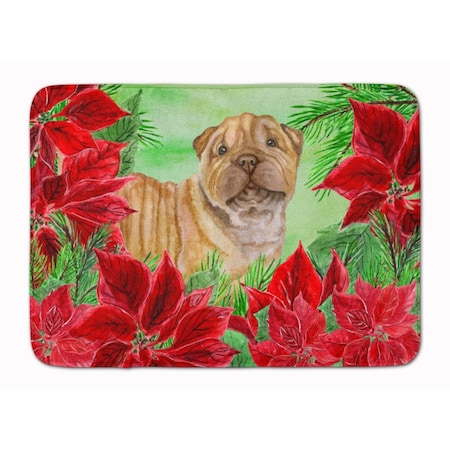 Carolines Treasures Shar Pei Puppy Poinsettas Machine Washable Memory Foam Mat CK1366RUG